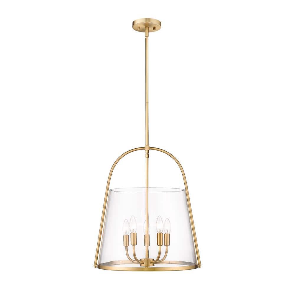 Archis 5-Light Modern Gold Pendant Light with Clear Glass Shade with No Bul