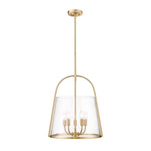 Archis 5-Light Modern Gold Pendant Light with Clear Glass Shade with No Bulbs included