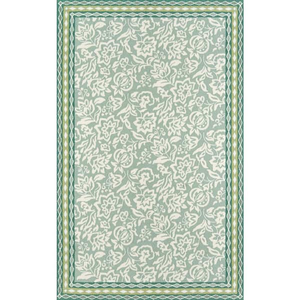 Momeni Under A Loggia Rokeby Road Green 2 ft. x 3 ft. Indoor Outdoor Area Rug