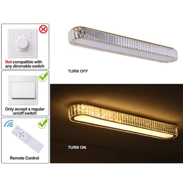 Genoci 38.6 in. 48-Watt Modern Gold Rectangle Dimmable Integrated