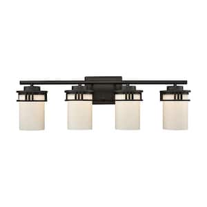 Ravendale 4-Light Oil Rubbed Bronze With Opal White Glass Bath Light