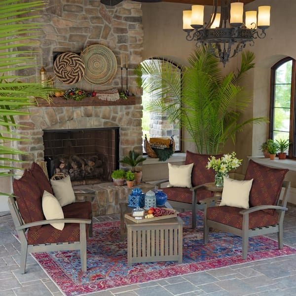 16 in. x 16 in. Tan Leala Square Outdoor Throw Pillow (2-Pack)