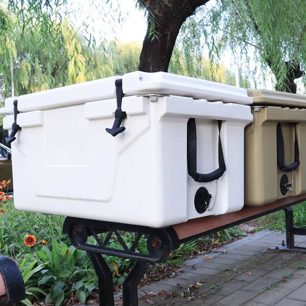 Antique White 65 qt. Outdoor Chest Cooler Fish Ice Box Camping