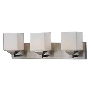 Lawrence 4-Light Brushed Nickel Steel Modern Bath Light with Matte Opal Glass Shades