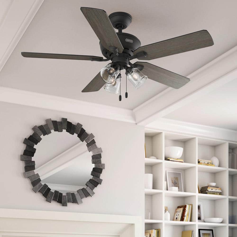 52" Matte Black 5-Blade Ceiling Fan with LED Lights
