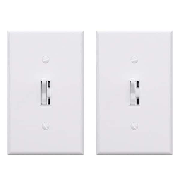 Dimmer Switch for Dimmable LED, CFL Incandescent Bulbs, Single Pole/3-Way, with Wall Plate, White (2-Pack) DM101S-WH2 - The Home Depot