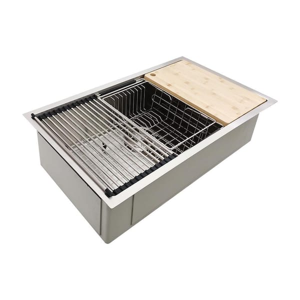 Delironexu 32 in. Undermount Workstation Kitchen Sink-16 Gauge