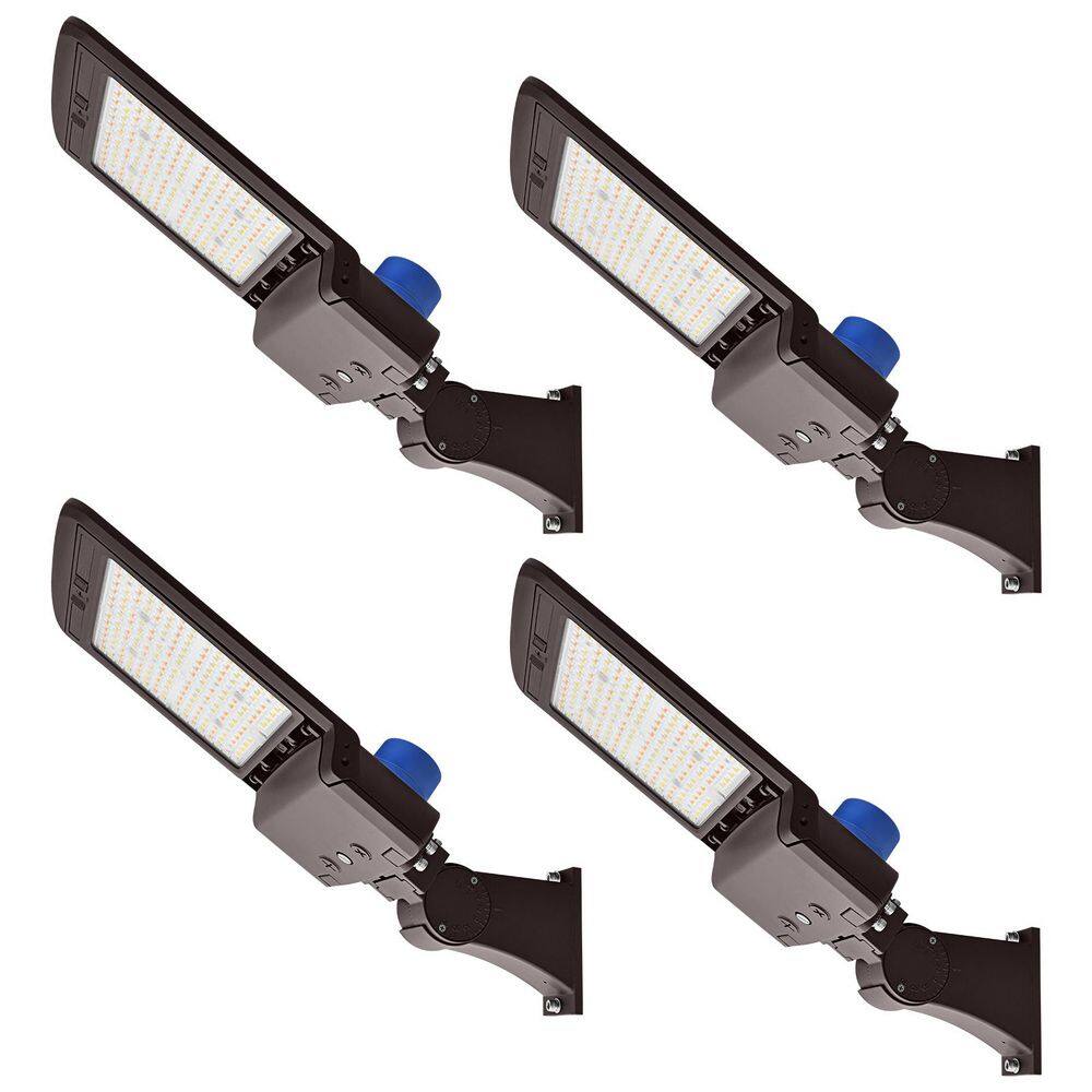 Adjustable LED Shoebox Light, 3CCT, Up to 22950 Lumen, 100W-150W, Dusk to Dawn Photocell, Dimmable, IP65, Bronze 4 Pack price history on PriceWatchPro