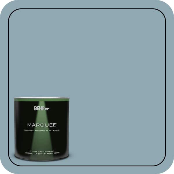 BEHR MARQUEE 1 qt. #530F-4 Newport Blue Semi-Gloss Enamel Exterior Paint & Primer