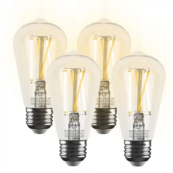 Geeni 60-Watt Equivalent ST19 Dimmable Smart Edison Wi-Fi LED Light Bulb Tunable White (4-Pack)