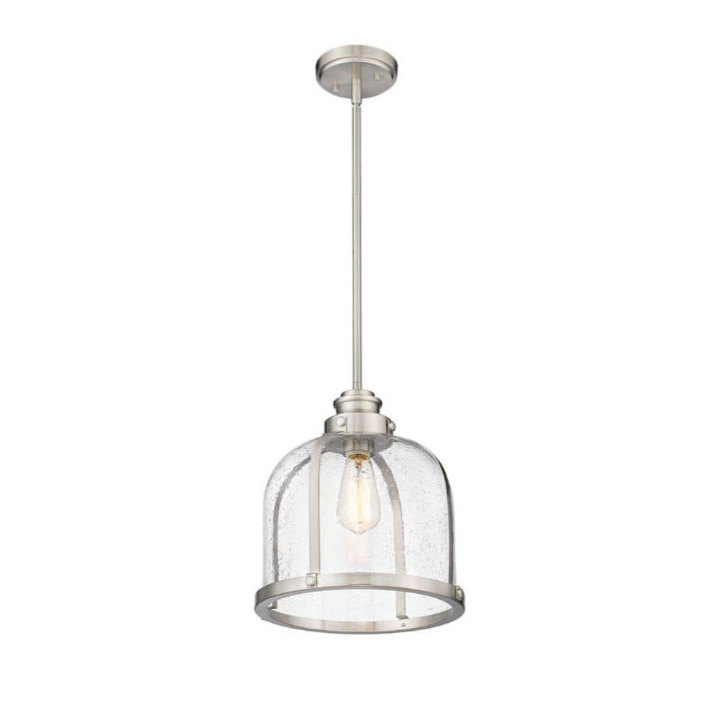 Burren 12'' Brushed Nickel Bowl Pendant with Seedy Glass