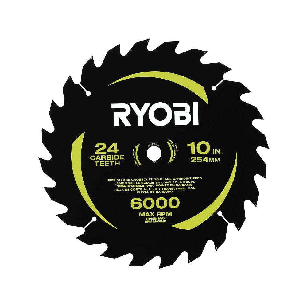 RYOBI 10 in. 24 Carbide Teeth Thin Kerf Miter Saw Blade A181001 The