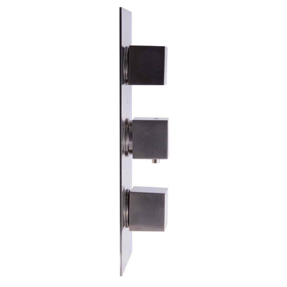 Brushed Nickel Square Thermostatic Shower Mixer with 2-Way Diverter