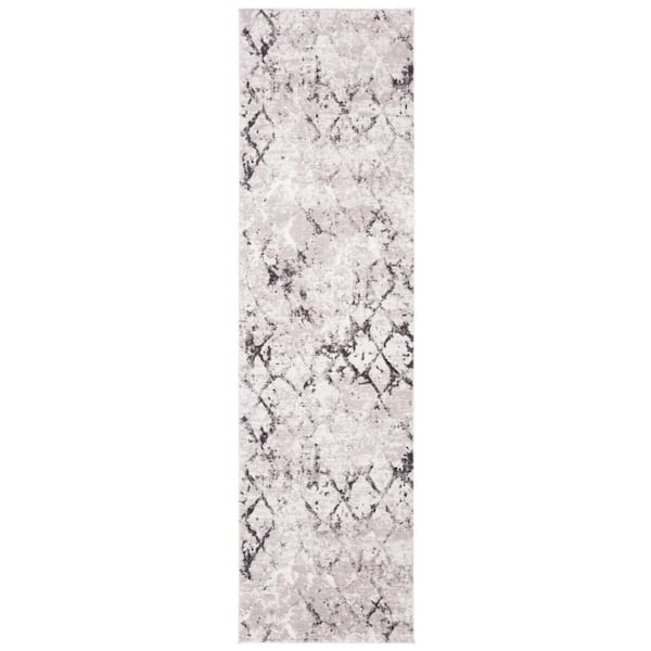 Amelia Gray/Light Gray 2 ft. x 16 ft. Abstract Runner Rug