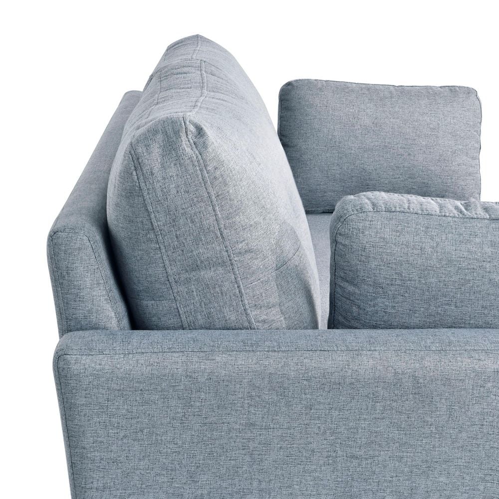 Light Gray Tufted Fabric 2-Seater Sofa with Pillow Back