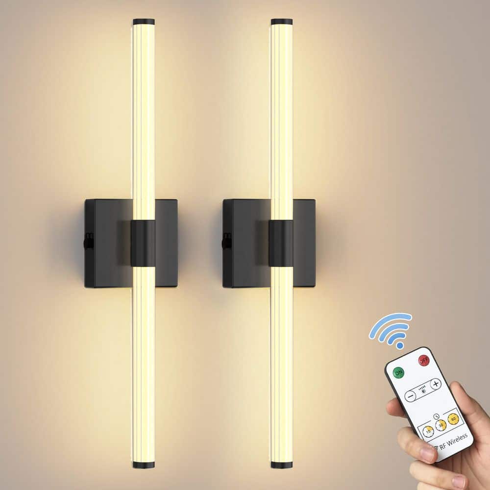 24 in. 1-Light Black LED Wall Sconce Set of 2, Wireless Vanity Light Bar for Bathroom and Bedroom price history on PriceWatchPro