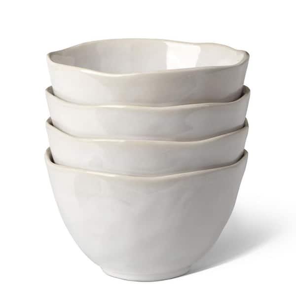 22 fl. oz. White Porcelain Deep Cereal Soup Pho Noodle Ramen Bowls Microwave Dishwasher Safe (Set of 4)