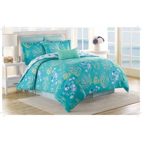 Royal Heritage Home Soho 8 Piece Aqua Blue Green Queen Comforter Set 790618028441 The Home Depot