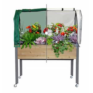 21 in. x 47 in. x 32 in. Self-Watering Cedar Planter, Greenhouse and Bug Cover