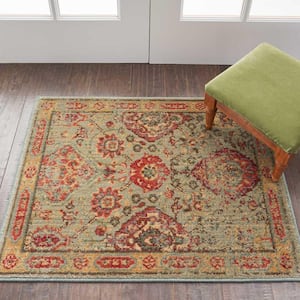 Somerset Light Green 2 ft. x 3 ft. Repeat Medallion Traditional Area Rug