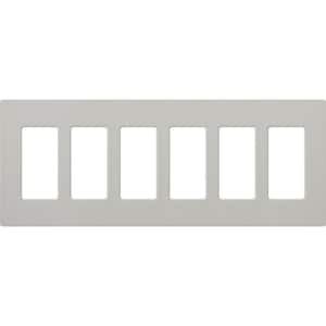 Claro 6 Gang Wall Plate for Decorator/Rocker Switches, Satin, Palladium (SC-6-PD) (1-Pack)