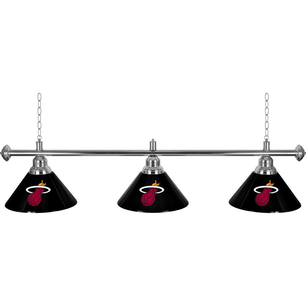 Miami Heat Logo 3-Light Black Billiard Light