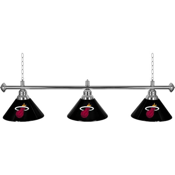 Unbranded Miami Heat Logo 3-Light Black Billiard Light