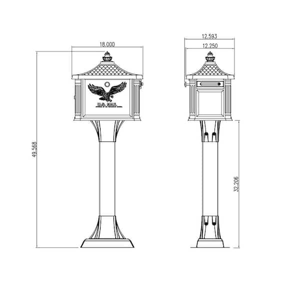 Architectural Mailboxes - Hemingway White, Large, Aluminum, Locking, All-in-One Mailbox and Post Combo