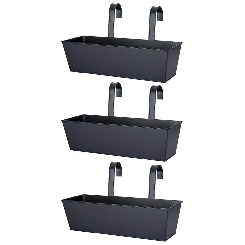 16 in. Railing Planter Metal Hanging Planters with Adjustable Wide ...
