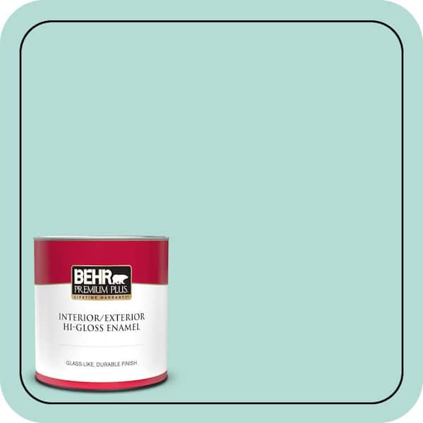 BEHR PREMIUM PLUS 1 qt. #490C-3 Balmy Seas Hi-Gloss Enamel Interior/Exterior Paint & Primer