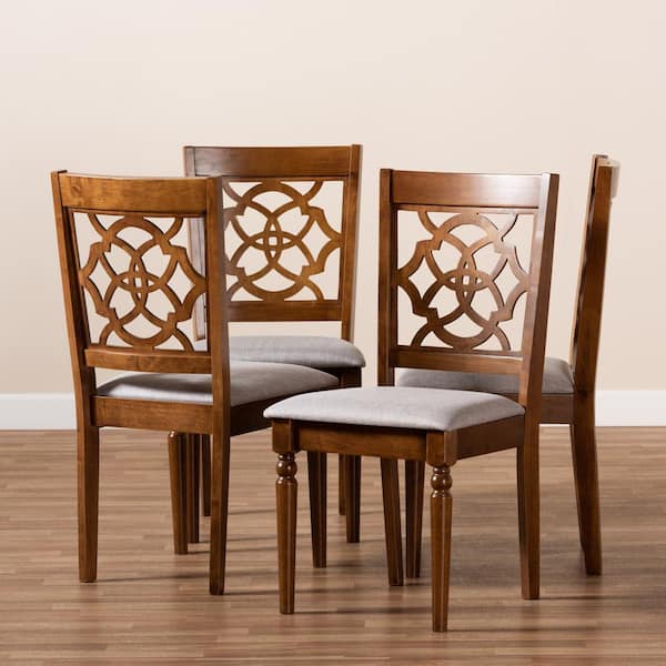 Baxton Studio Lylah Grey and Walnut Fabric Dining Chair Set of 4