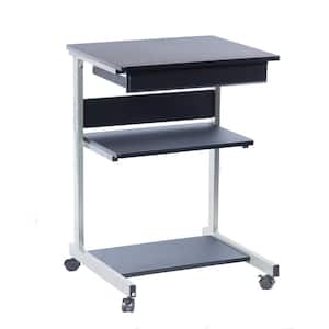 22 in. Rectangular Graphite MDF Panel Laptop Desk with Storage and Casters