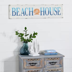Large Metal Beach House Sign Wall Decor, 36 in. x 10 in.