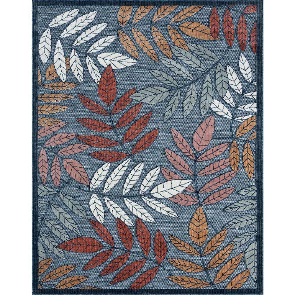 Tayse Rugs Tropic Dark Blue 9 ft. x 12 ft. Floral Indoor/Outdoor Area ...