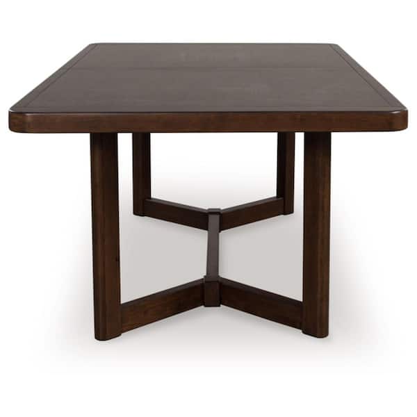 Kendamor Contemporary Dark Brown Wood 108 in. Trestle Dining Extension Table Seats 8