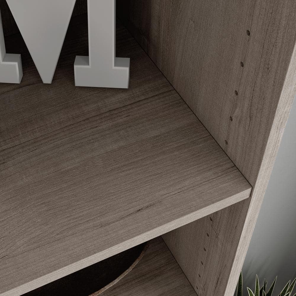 Silver Sycamore Tall Adjustable 5-Shelf Wood Bookcase