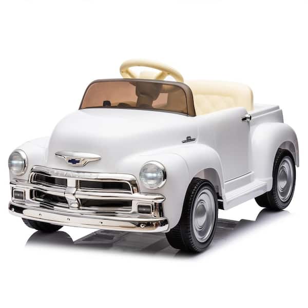 Unbranded 12V Kids Ride On Car Licensed Chevrolet 3100 Pickup Battery Powered Electric Car with Remote Control for Aged 3+, White