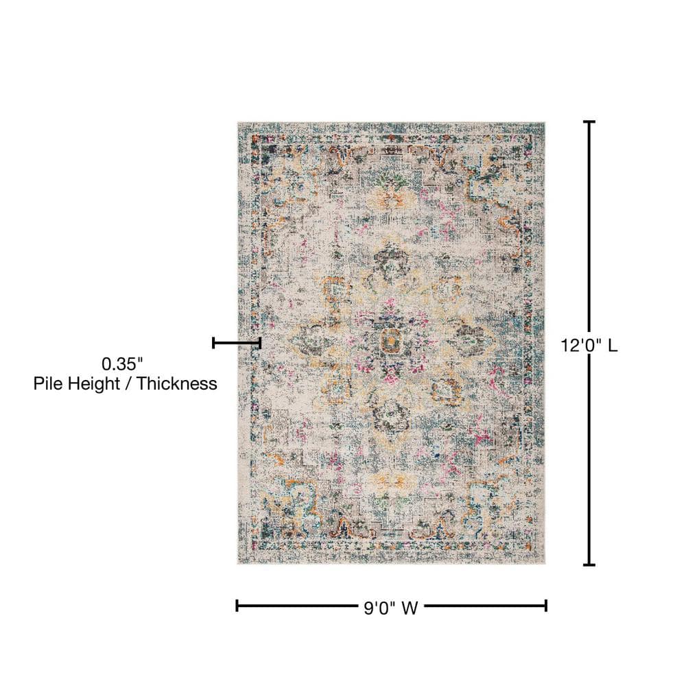 Gray and Gold Hand-knotted Rectangular Area Rug, 9' x 12'
