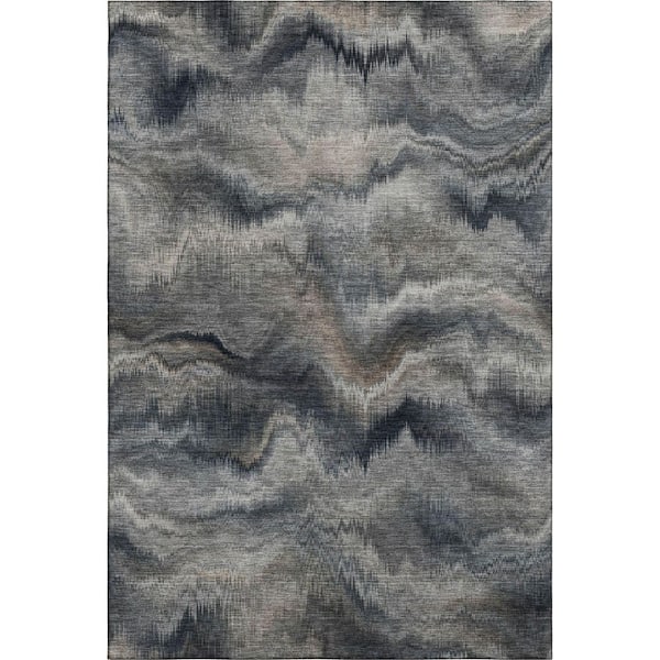 Mayfield Premium Machine Washable Abstract AMF2095 Gray 3 ft. x 4 ft. Area Rug