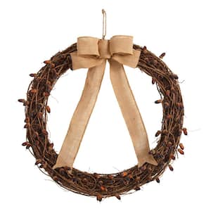 30 in. Green Fall Acorn and Decorative Bow Autumn Wreath