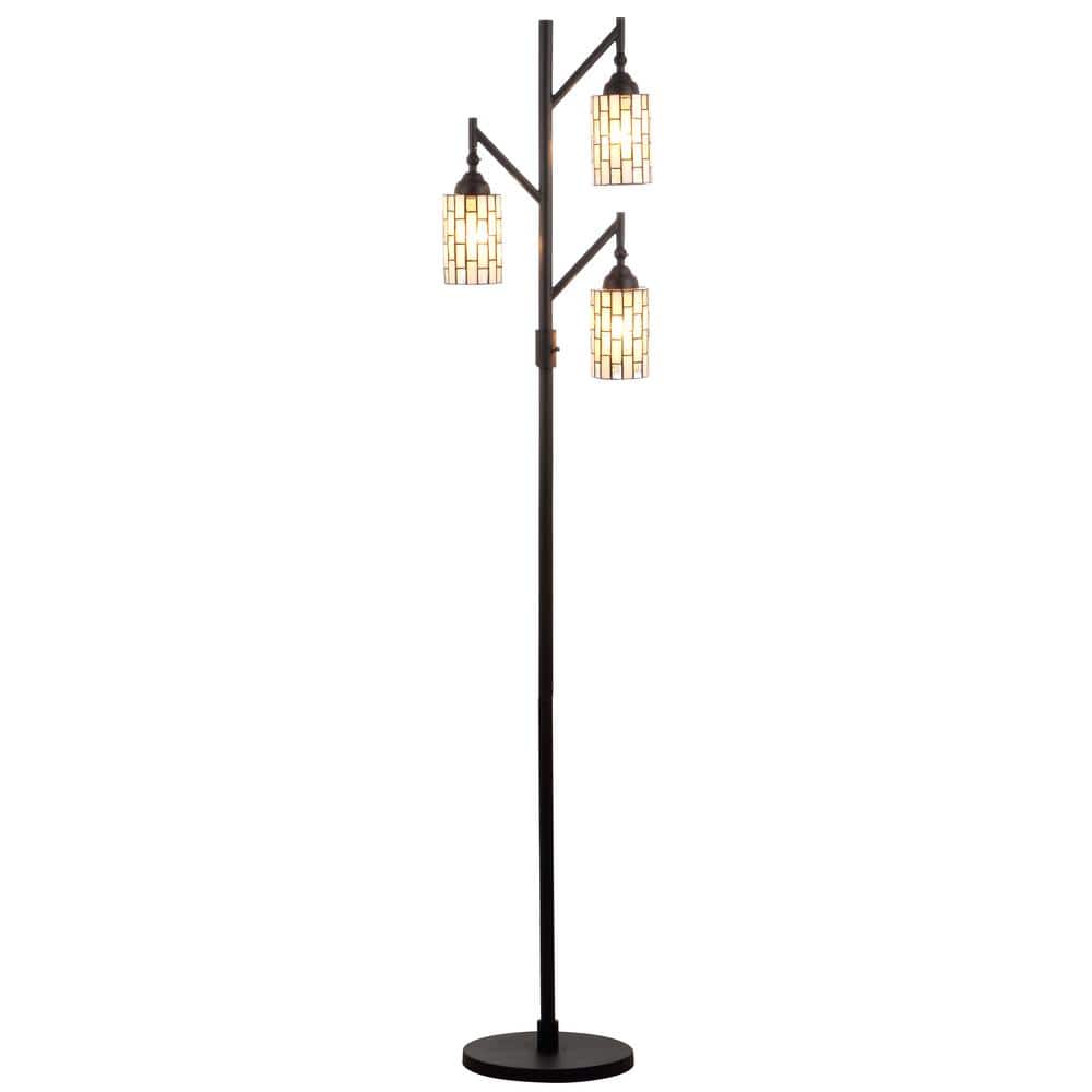 Lewis 71" Bronze Multi-Light Stained Glass Floor Lamp