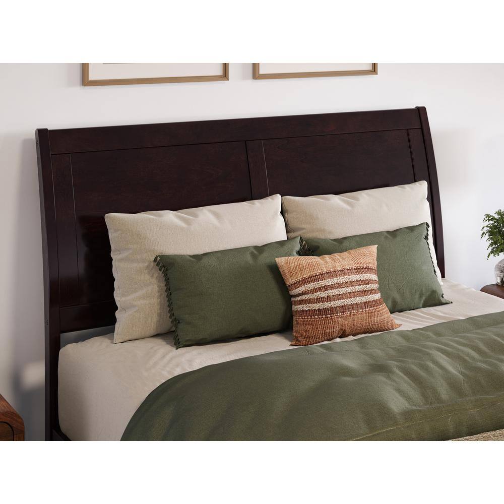 Valencia Espresso Full Wood Sleigh Platform Bed with Slats