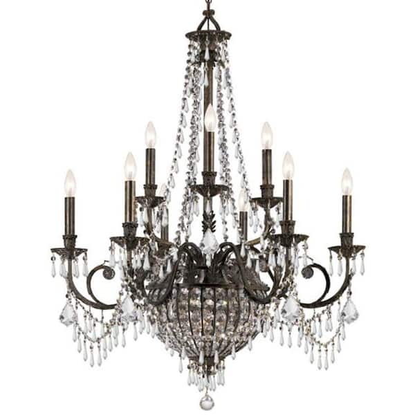 Traditional Crystal 31W 12-Light Polished Brass Chandelier