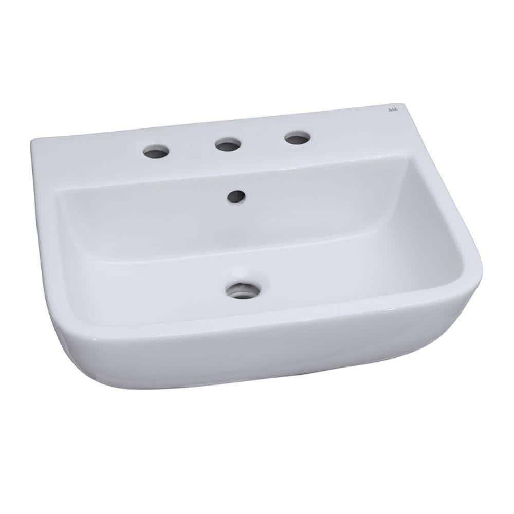 20.5'' White Vitreous China Rectangular Pedestal Sink with Overflow