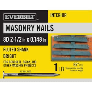 8D 2-1/2 in. Fluted Masonry Nails Bright 1 lb (Approximately 62 Pieces)