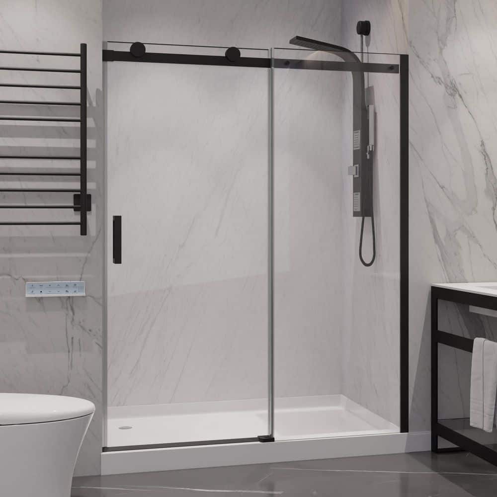 SDHDXs 76 in. x 50-54 in. Frameless Sliding Shower Door in Matte Black with Tempered Glass price history on PriceWatchPro