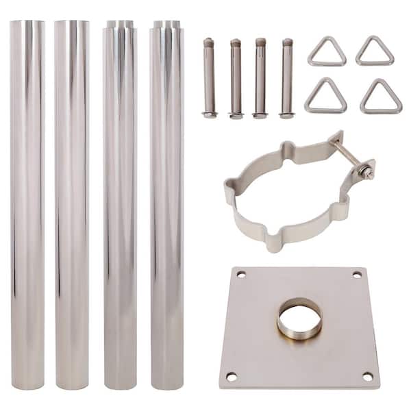 12 ft. Heavy Duty Stainless Steel Sunshade Pole Kit with Base Plate, Hardware Kit for Sun Shade Sails