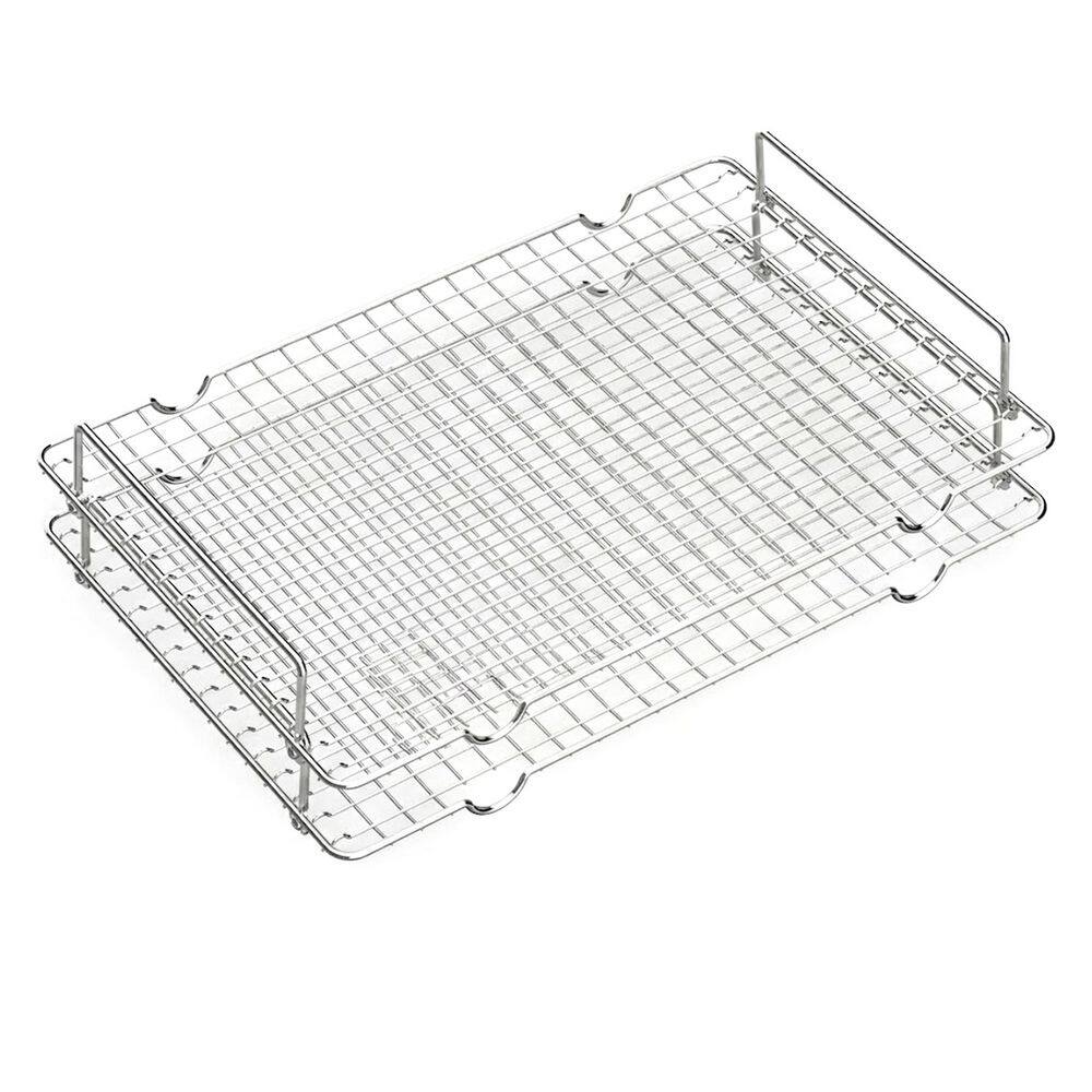 Stainless Steel Silver 2-Tier Stackable Cooling Rack with Handle for Baking Oven Safe Dishwasher Safe 1 Piece price history on PriceWatchPro