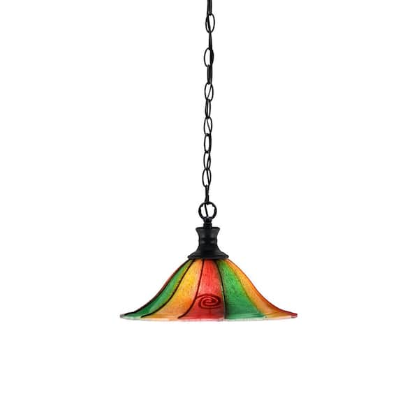Unbranded Peabody 60-Watt 1-Light Matte Black Shaded Mini Pendant Light with Glass Shade