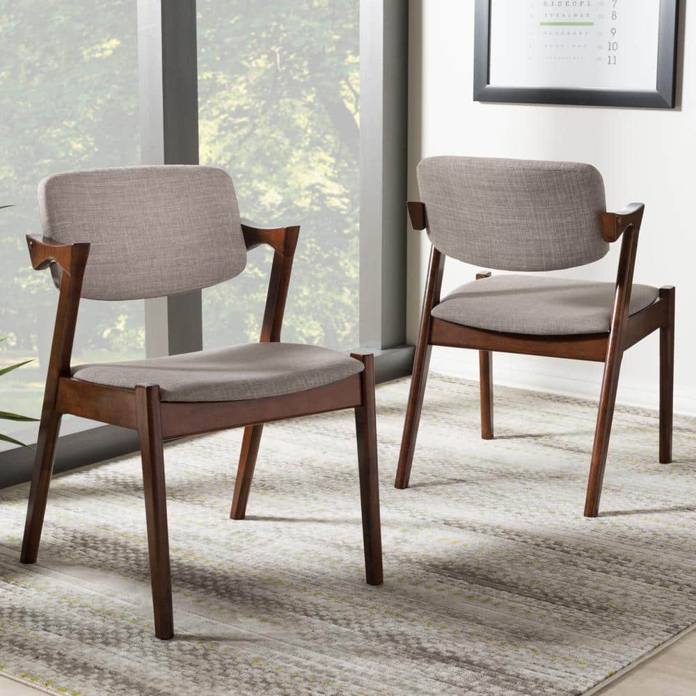 Scandinavian Style High-Back Cane & Wood Armchair in Brown